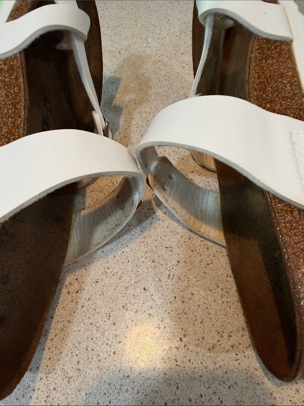 Authentic Birkenstock Mayari sandals in white with rose gold buckles. - Picture 6 of 6